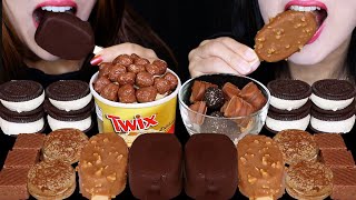 ASMR MINI DESSERTS (DARK CHOCOLATE DOVE ICE CREAM BARS, FERRERO KINDER CEREAL, TWIX ICE CREAM 먹방