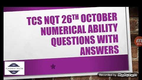 TCS NQT 2021 26TH OCTOBER NUMERICAL ABILITY QUESTIONS WITH ANSWERS MUST WATCH THIS VIDEO