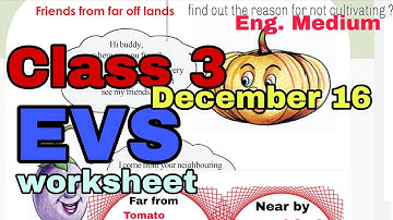 Victers Class 3 EVS worksheet December 16 English Medium
