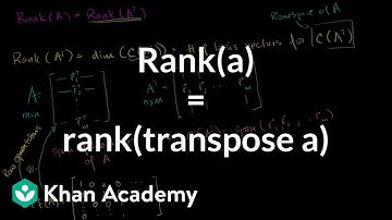 rank(a) = rank(transpose of a) | Matrix transformations | Linear Algebra | Khan Academy