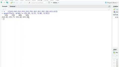 Finding percentiles and quantiles using R studio