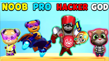 NOOB vs PRO vs HACKER vs GOD in Talking Tom Hero Dash ( ROCKSTAR GINGER )