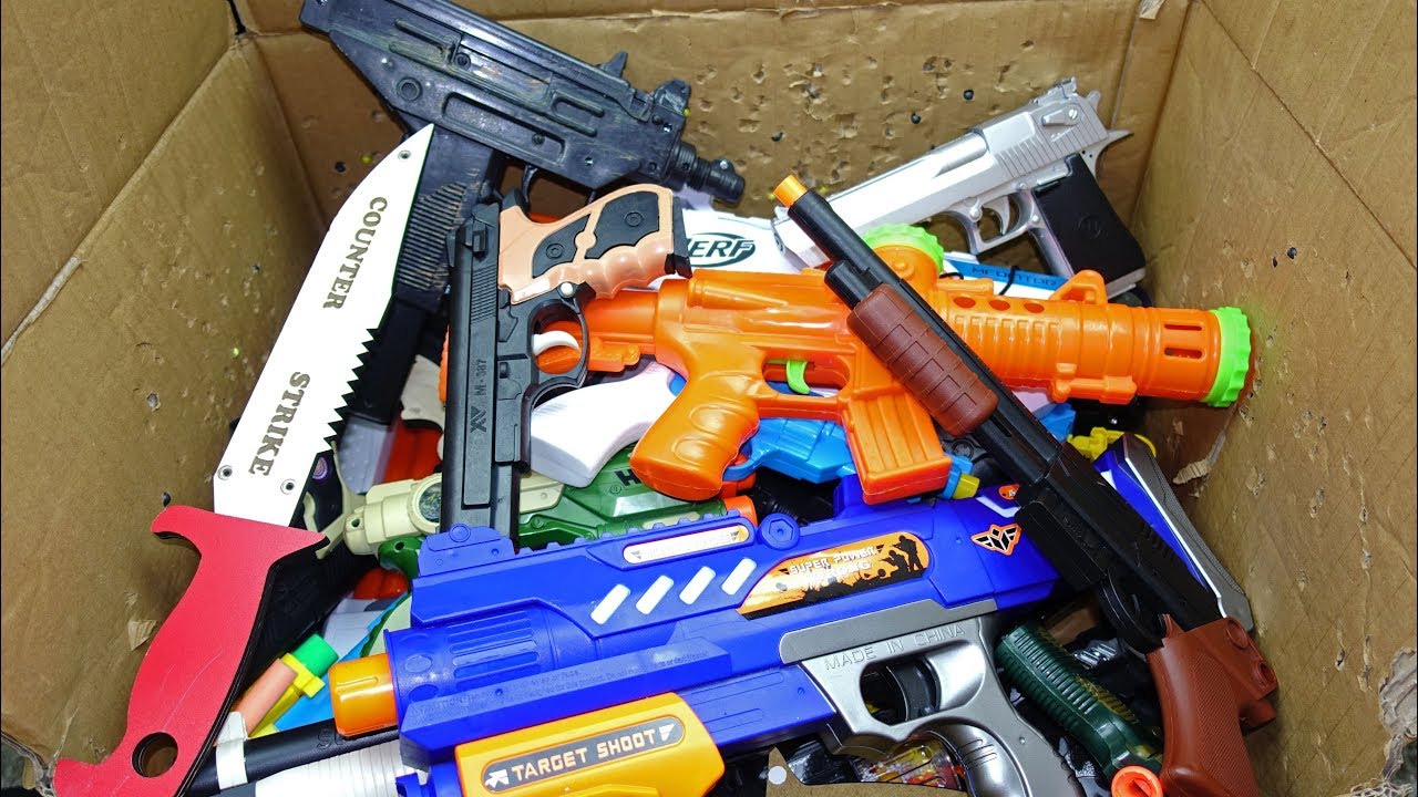 Box Full Of Toys My Massive Gun Toys Arsenal Real Fake Nerf Guns