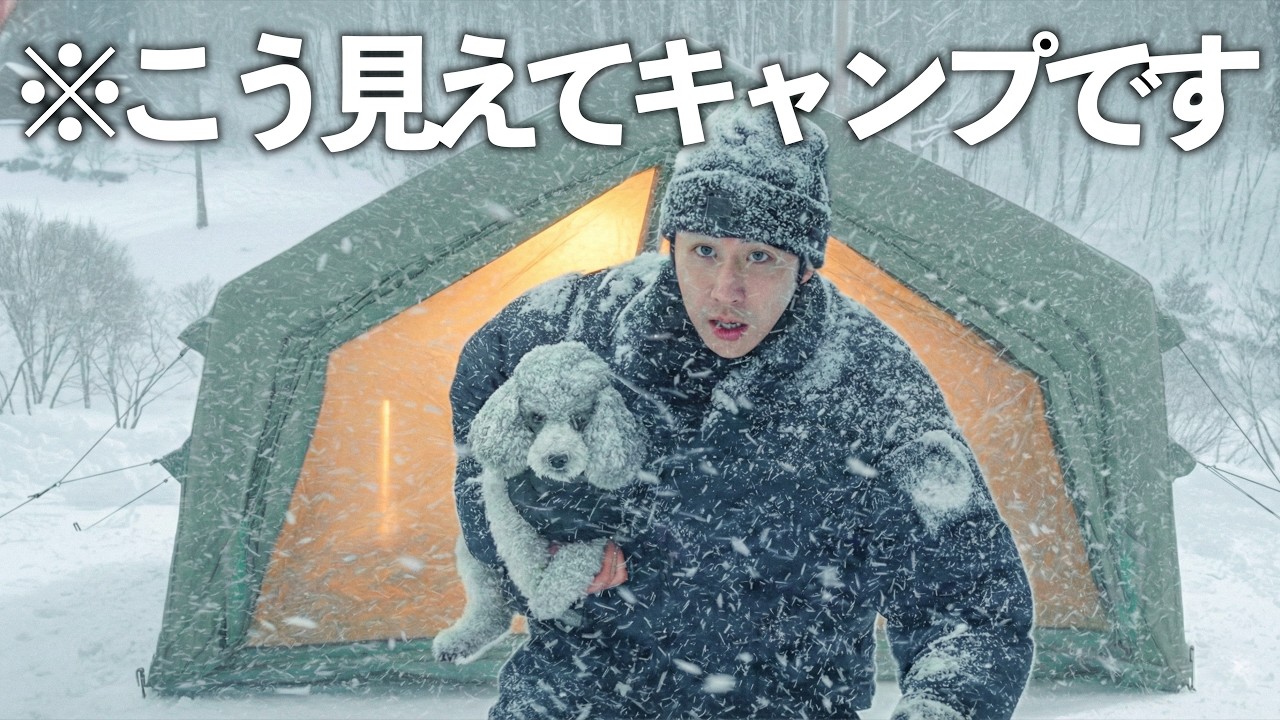 🐶【−8℃】愛犬と吹雪の雪山でキャンプ。外は極寒でもテント内は天国でした。