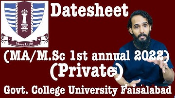 Datesheet MA M.Sc 1st annual | GCUF | Private MA Examination