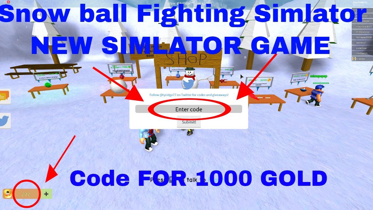 Codes Snow Ball Fighting Simulator 1000 GOLD YouTube