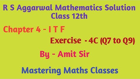 R S Aggarwal Solution Class 12th Maths / Inverse Trigonometric Function/ Ex - 4C ( Q7 to Q9) (Hindi)