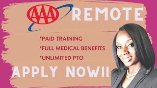 AAA is Hiring NOW! I PAID Training Provided I Work From Home Jobs