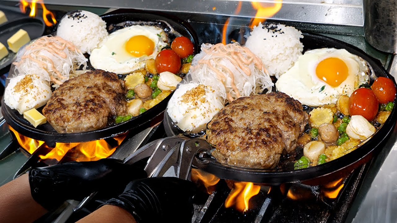 Всего 100 порций в день! Сочный гамбургер-стейк на горячей плите