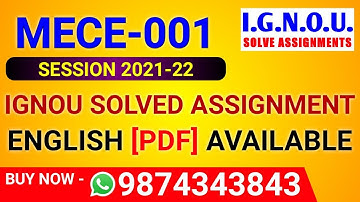 MECE-001 Solved Assignment 2021-22 in English, MECE 1 Solved Assignment 2022, MECE-001 Assignment