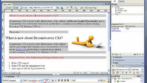 Dreamweaver CS3 - CSS Part 3