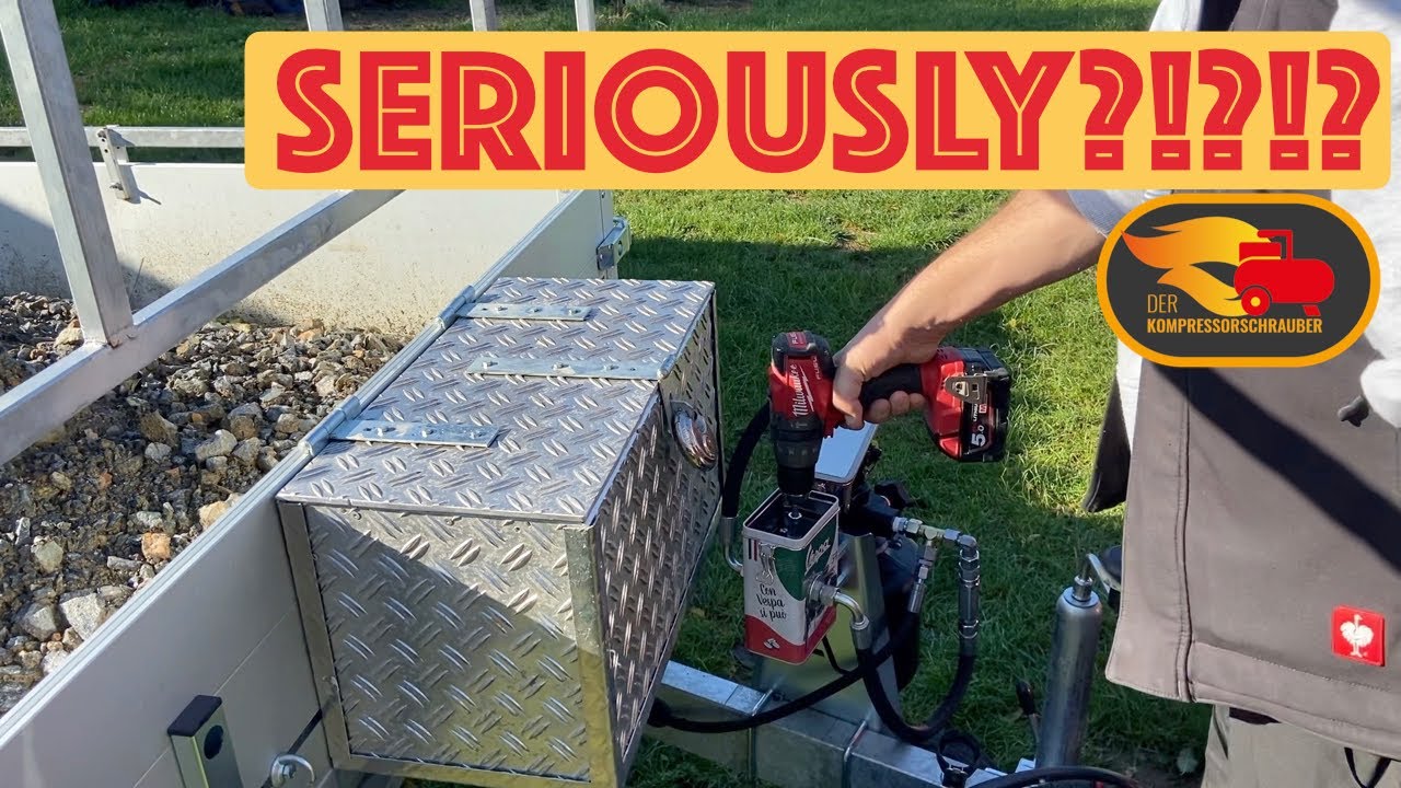 Tipping a Trailer with a Cordless Drill !  Dumping Trailer! Never pump by Hand again!