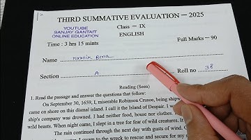 Class 9 English 3rd Unit Test 2025 Question Paper // Class 9 English 3rd unit test suggestion 2025
