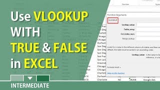 Excel Vlookup showing false and true arguments