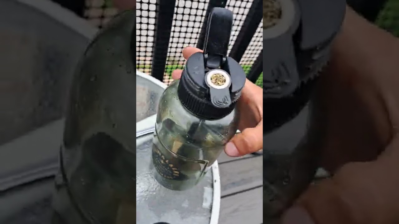 water bottle pipe. my beloved wifey bought it. dog walker. I love you babe. pipe survived car wreck.