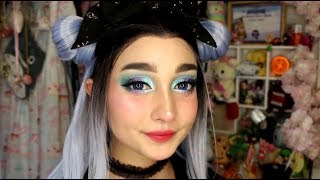 Evahair  Blue lolita Makeup & Hair tutorial