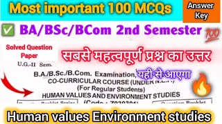 B.A/bsc/b.com human values and environmental studies most important 100 MCQs