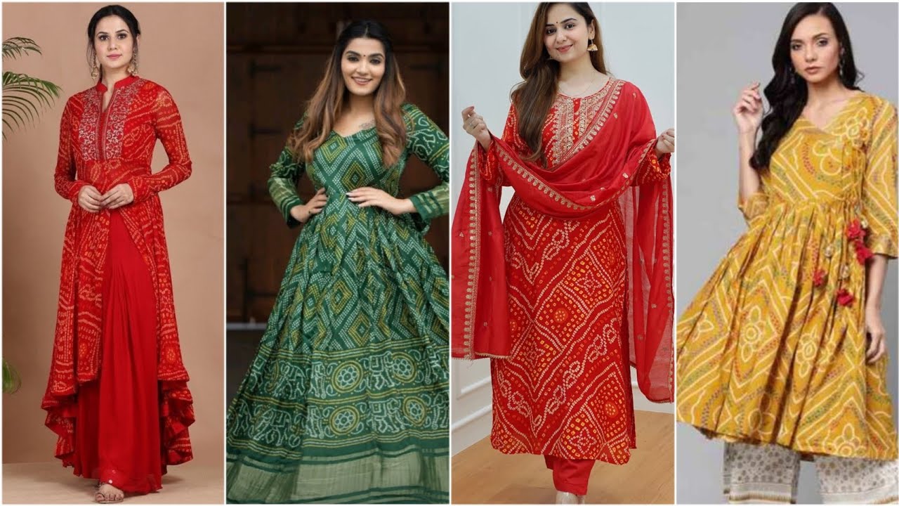 Latest designs of bandhani Kurtis/ dresse designs | Bandhani dresses 