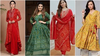 Latest designs of bandhani Kurtis/ dresse designs | Bandhani dresses #kurticollection#kurti#kurtides screenshot 1