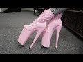 Review Walking In 10 Inch Pleaser Beyond 1020 Pink High Heel Ankle Boots Unboxing By Amanda Blanks