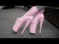 Review Walking In 10 Inch Pleaser Beyond-1020 Pink High Heel Ankle Boots Unboxing By Amanda Blanks