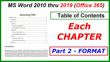 How to FORMAT an EACH CHAPTER Table of Contents - Word 2010 thru 2019