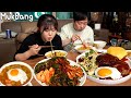 육즙가득 수제 함박스테이크와 카레 먹방 | 파김치, 총각김치 Mukbang