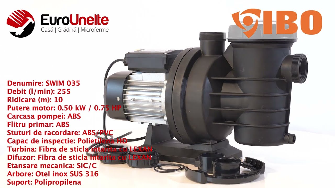 POMPA PISCINA IBO DAMBAT SWIM-035, 0.50 KW, 15300L/ORA, REFULARE 10 M