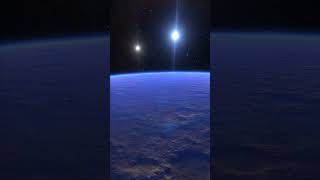 Flying above blue planet with two suns #space #astronomy #beautiful #dream #earth #light #stars