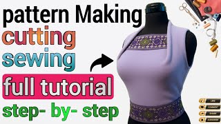 How to make this collar and bodice in 3 steps | Pattern making, cutting, sewing + fit