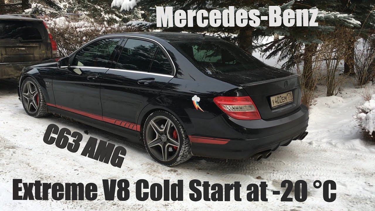 Mercedes C63 AMG Winter Cold Start at -20 °C