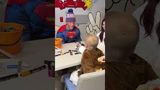 Jaxson Dart visits one of our Tackle Kids Cancer MVPs (Most Valiant Patients) Giuseppe 💙🎃  #shorts