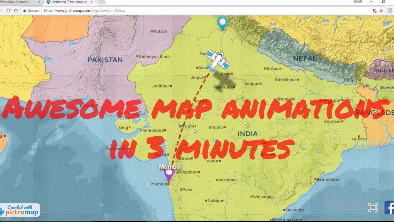 create animated travel map video