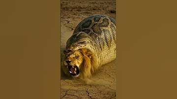 Python Swallows Lion Head | Lion vs Snake A rare moment of nature’s raw power. #python #lion #viral