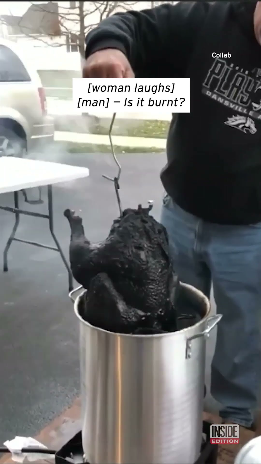 Turkey in Deep Fryer Turned Into Charcoal #shorts
