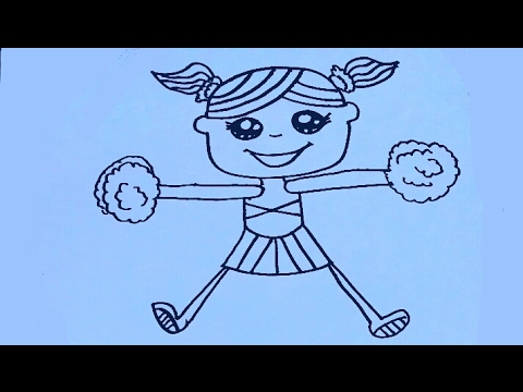 ART LESSON 128: HOW TO DRAW CARTOON Cheerleader STEP BY STEP - FOR