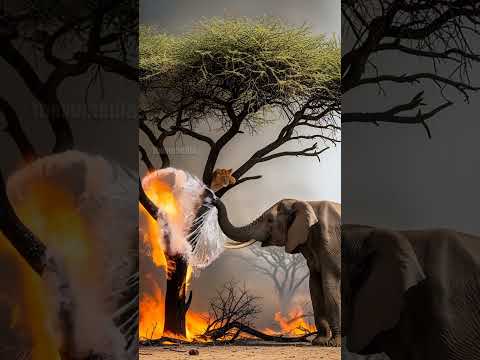 Elephant Saves Lion Cub From Bushfire! #rescue #animals #Wildlife