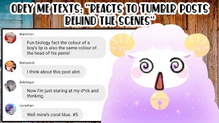 Obey me texts: 'REACTS TO TUMBLR POSTS BEHIND THE SCENES'