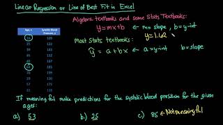 Linear Regression or Line of Best Fit in Excel