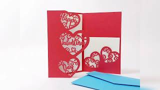 Happy Valentine's Day Tri Fold Pocket Card SVG Cut Files Cricut Tutorial Silhouette Cameo
