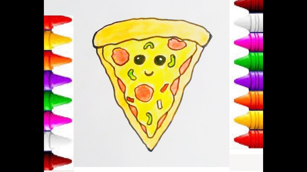 Pizza coloring pages for kid | How to draw Fast Food ,Pizza step by step for beginner. kid for kids
