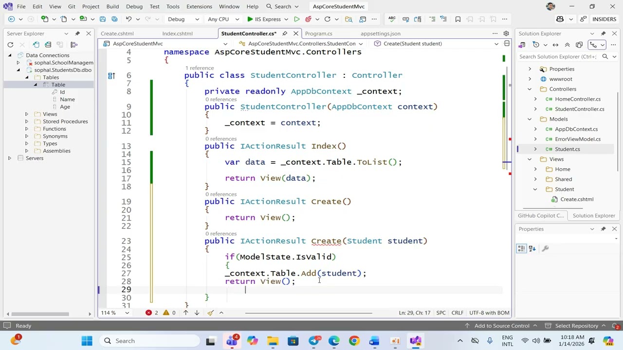 CRUD Student Operators