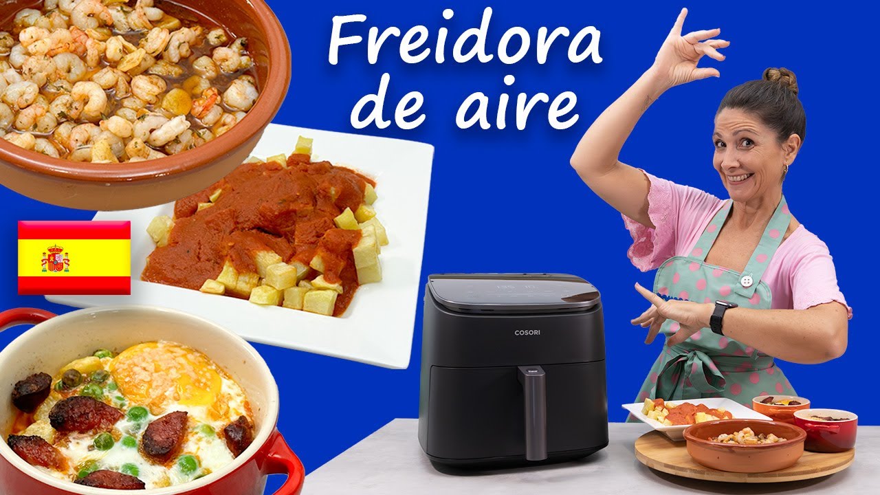 ¡Prepara 3 Deliciosas Recetas Españolas en tu Air Fryer! Gambas🦐, 🥔Bravas, Huevos🍳