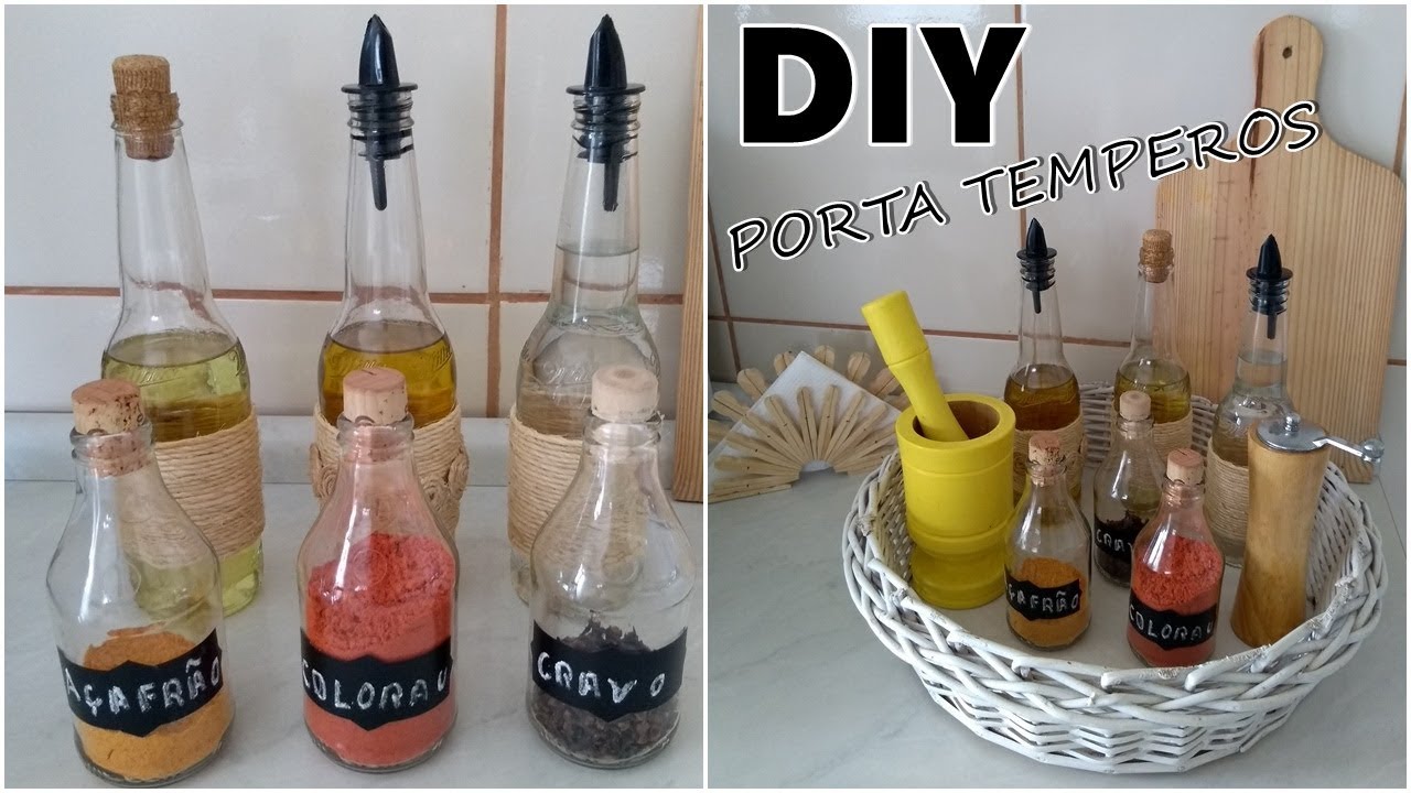 DIY - PORTA TEMPERO USANDO GARRAFAS DE VIDRO #LIDYARTESANATO