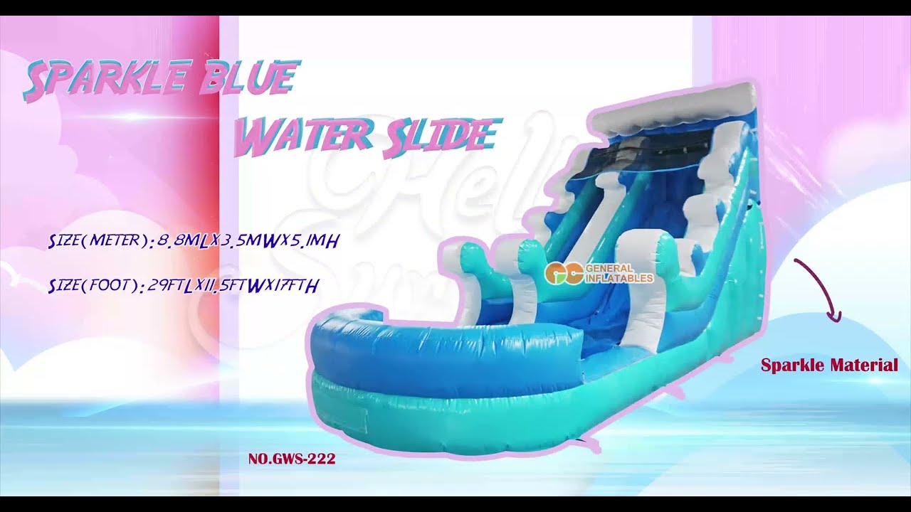 GWS-222 17ft Sparkle blue water slide come from General Inflatables company