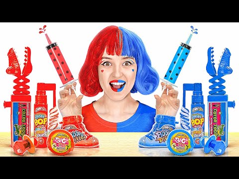 EATING ONLY 1 COLOR FOOD FOR 24 HRS || Last To Stop Eating Wins! 1000 Layers Of Food by 123 GO!FOOD