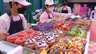 Incredible 40 Kinds of High Quality Colorful Donuts \/ 역대급 수제도넛 - Korean dessert shop