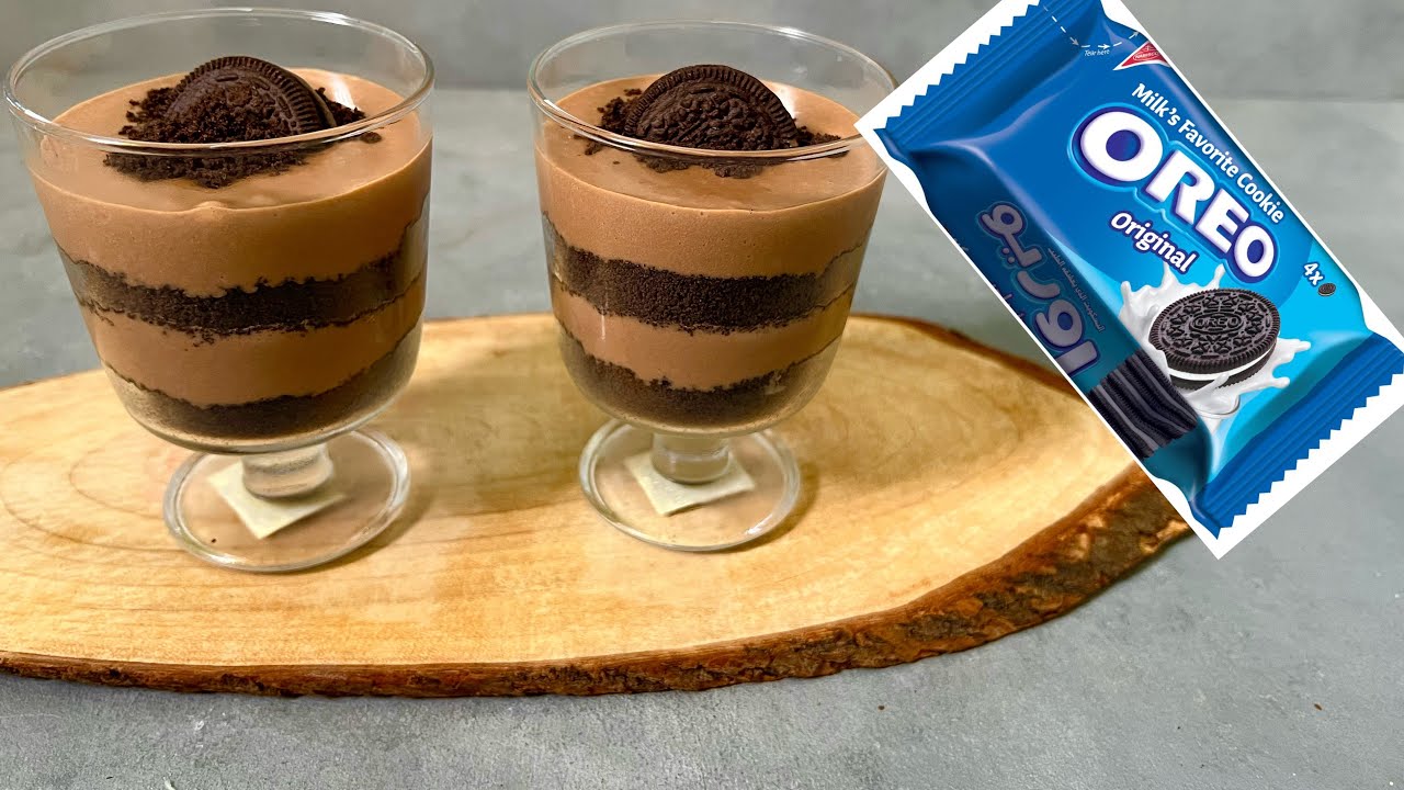 حلا كاسات الاوريو بارد و سريع في ١٠ دقايق و بمكونات متوفره في كل بيت ، بدون فرن و بدون بيض