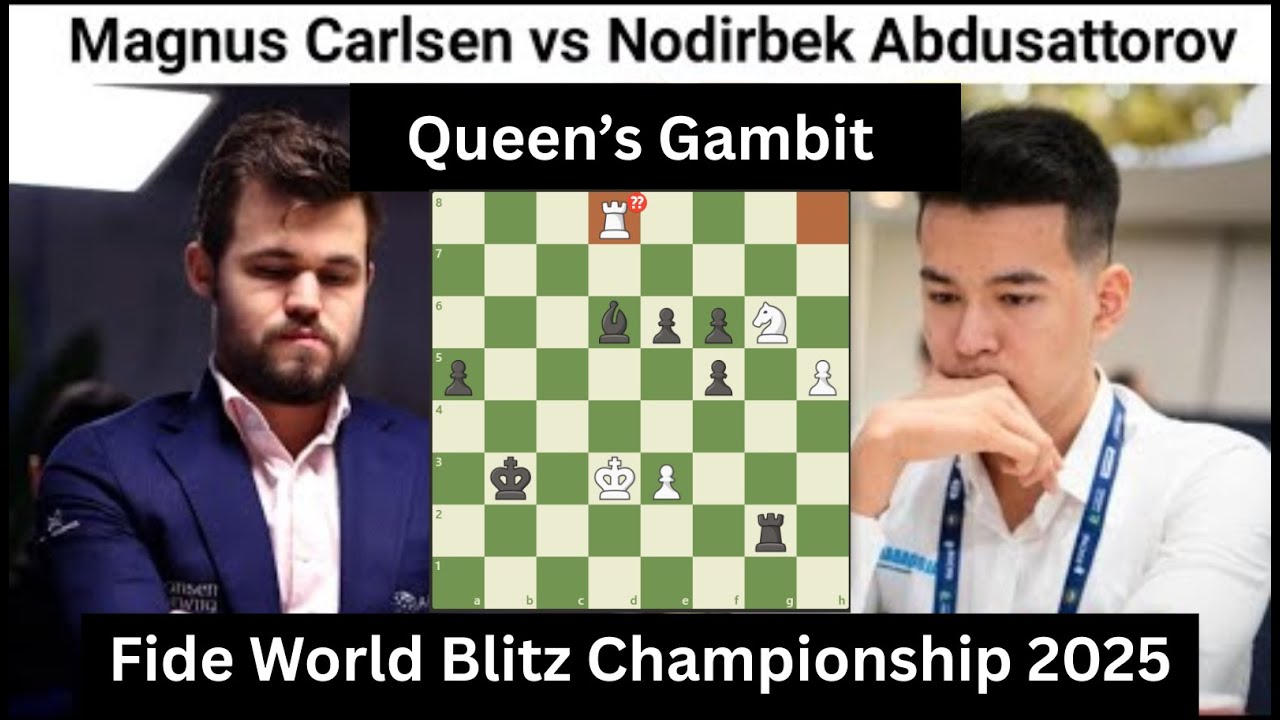 Magnus  used Queen's Gambit against Nodirbek in GAME 1 of Fide World Blitz Championship 20215!!!!
