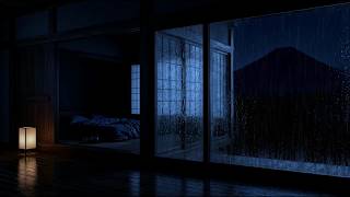 Heavy Rain Sounds - Japanese Mountain Cabin Dark Night | 12 Hours Fall Asleep